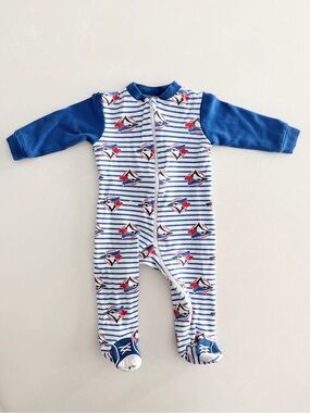 Snugabye Toronto Blue Jays Striped Footed Sleeper • Size 3-6M